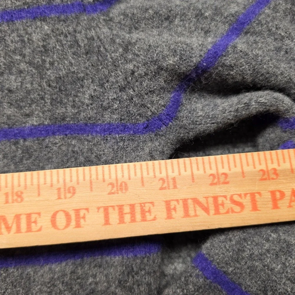 Orvis Mens XL Lambswool Sweater Quarter Zip Gray Purple Striped Outdoor Preppy